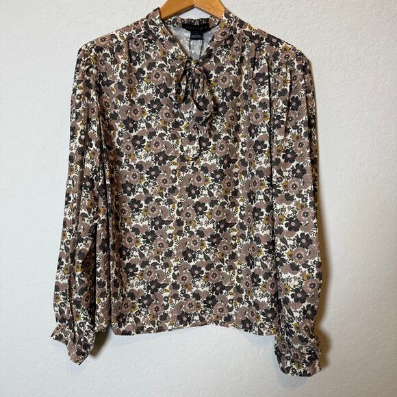 Sanctuary Tops - Sanctuary Women's Brown Tone Floral Long Sleeve Top Size L NEW